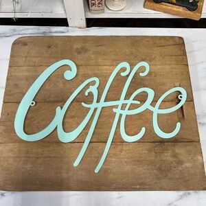 Coffee sign metal turquoise wall decor